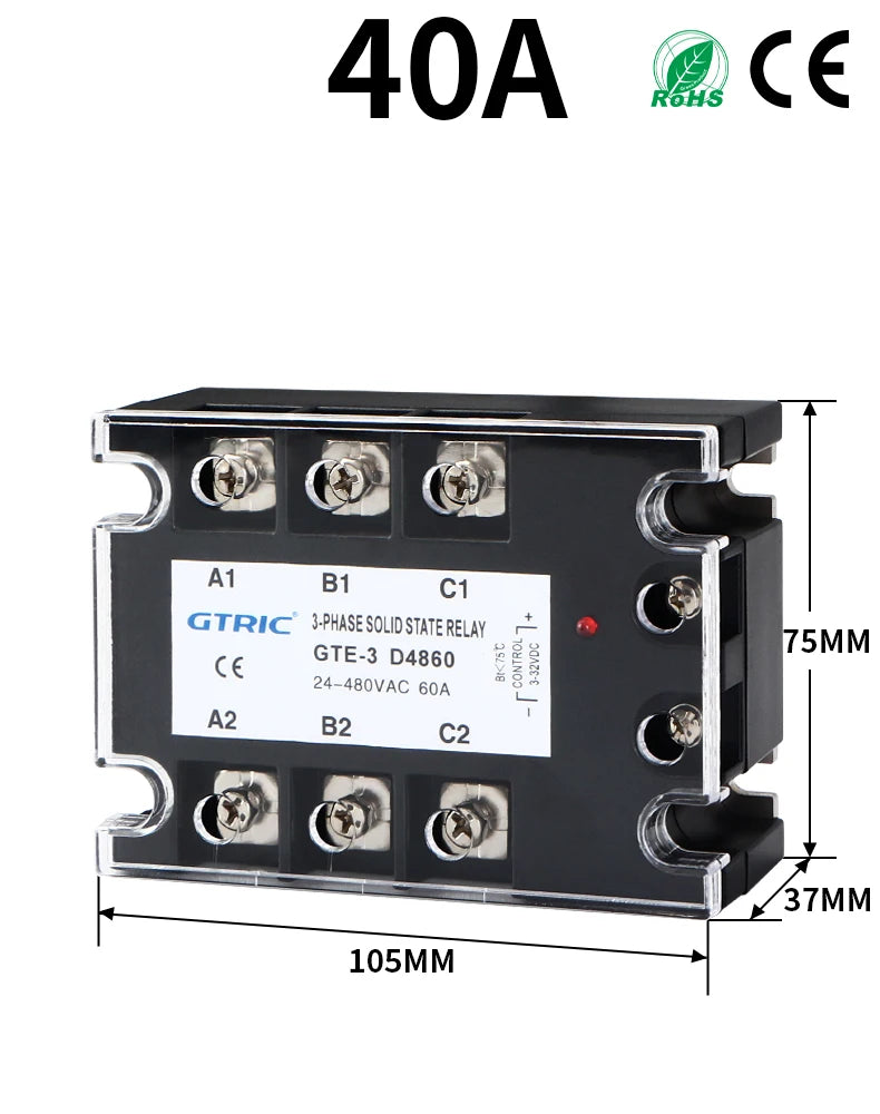 GTRIC Three-phase Solid State Relay DC Control AC AC Control AC 10A25A 40A 60A 80A 100A 120A 150A 200A 380V AC Solid State Relay
