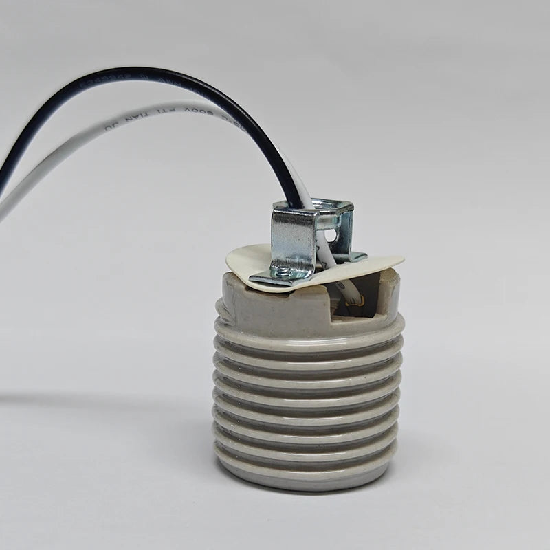E26 Porcelain Lamp Base Ceramic Lampholder UL Listed Glazed Medium Screw Light Socketwt High Temperature 1015 18AWG Wire 15cm