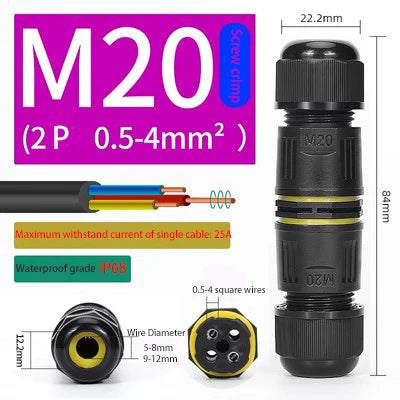 IP68 Waterproof Connector 2/3/4/5 Pin Screw Wiring Terminal Adapter For LED Light Electric Wire Connector Outdoor Junction Box