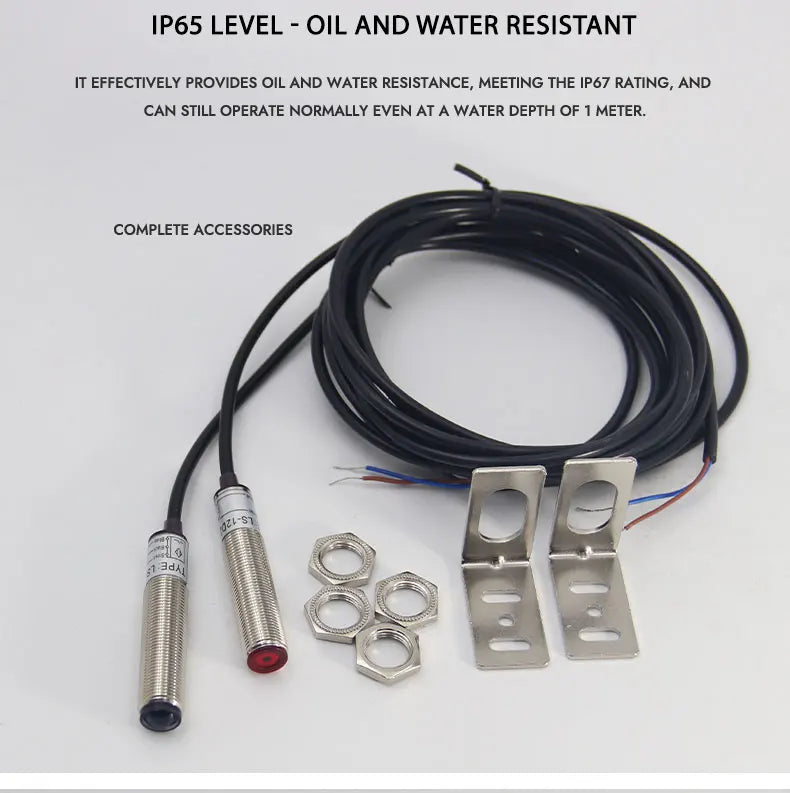IP65 Waterproof Laser Photoelectric Switch M12 Laser Beam Sensor Detector 25m Distance NPN PNP Photoelectric Proximity Switch
