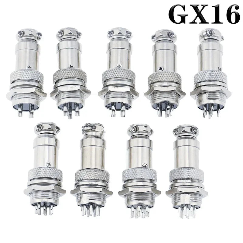 GX16 Aviation Plug Socket Connector 2/3/4/5/6/7/8/9/10Pin M16 Metal Male Female Fixing Panel Mount Docking In-line Joint Adapter