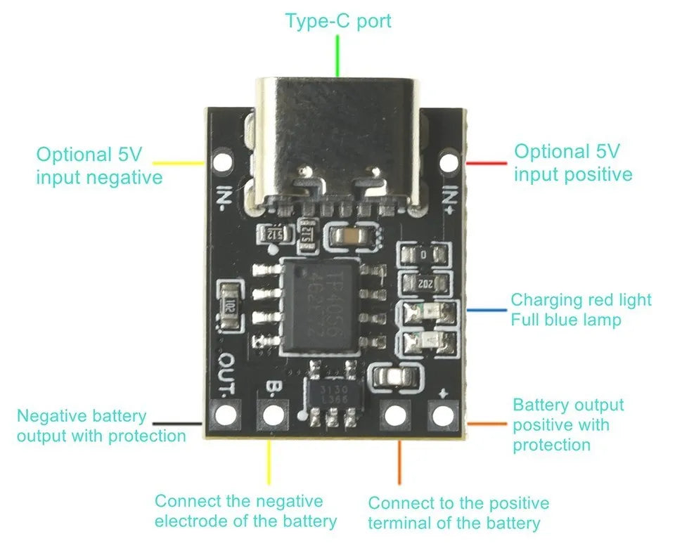 1-10pcs USB TP4057/56 1A Lithium Battery Charging Protection Board Module Micro Type-C Polymer Battery Over Temperature