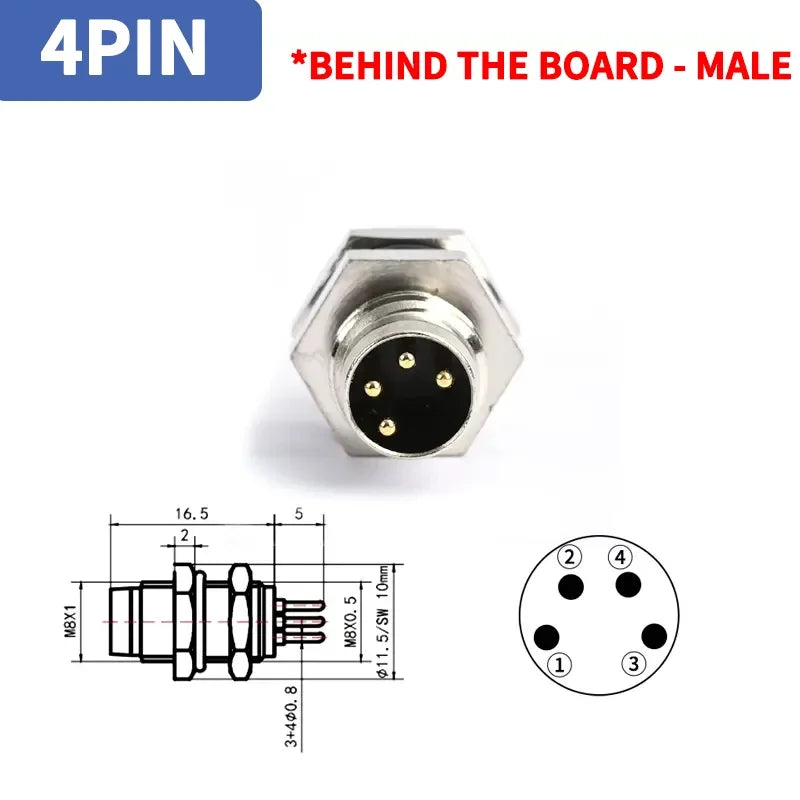 M8 waterproof connector - 3P4P male female M8 waterproof aviation plug socket sensor cable connector
