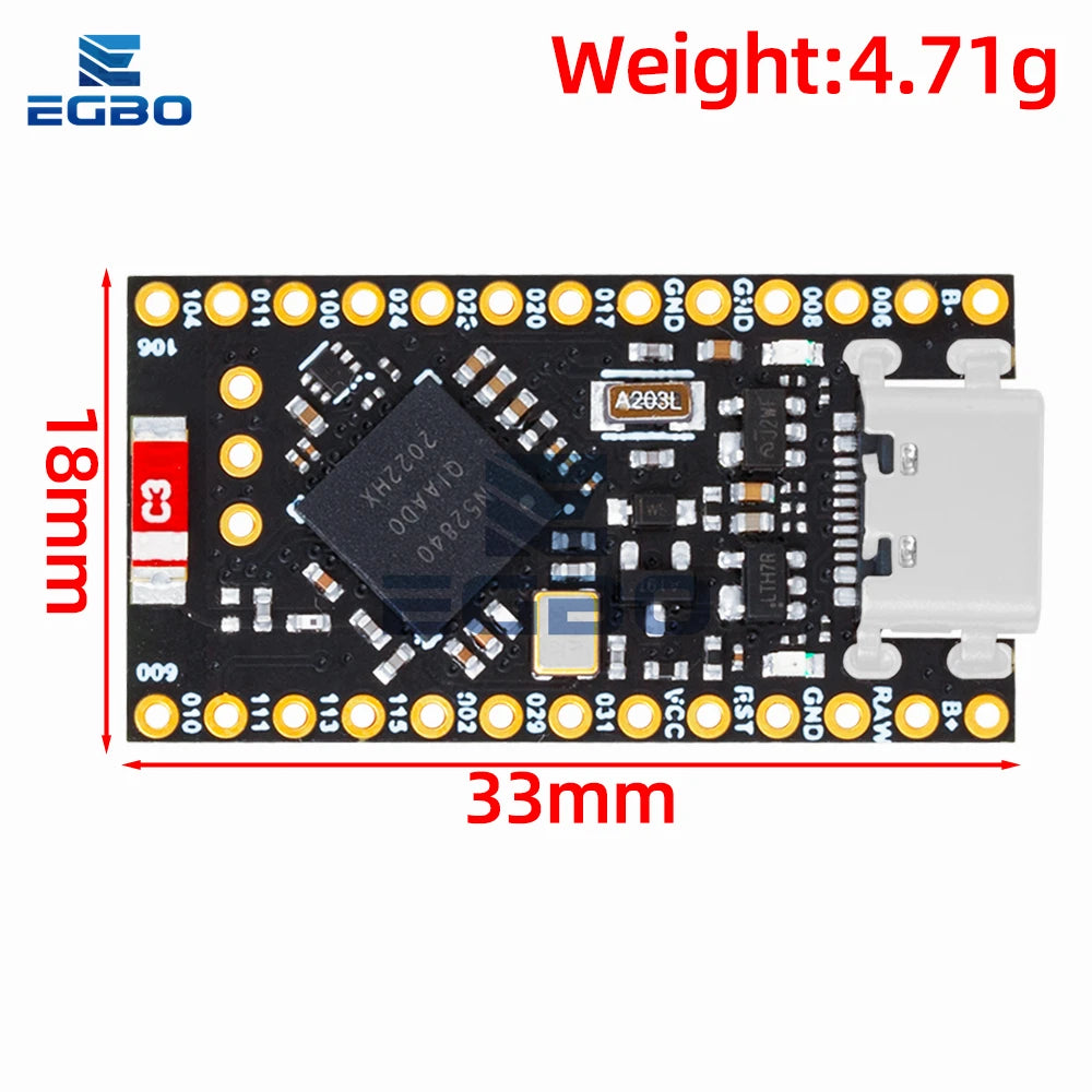 NRF52840 Development Board Compatible With Nice,New ipex antenna base version,Nano V2.0 Bluetooth Charging Management Pro Type-c