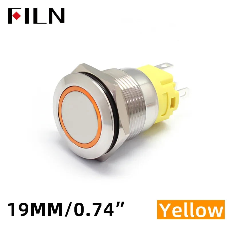 FILN 16mm 19mm 22mm Stainless Steel Waterproof LED Indicator Metal Push Button  Switch Power Symbol   Start Stop Power on Off