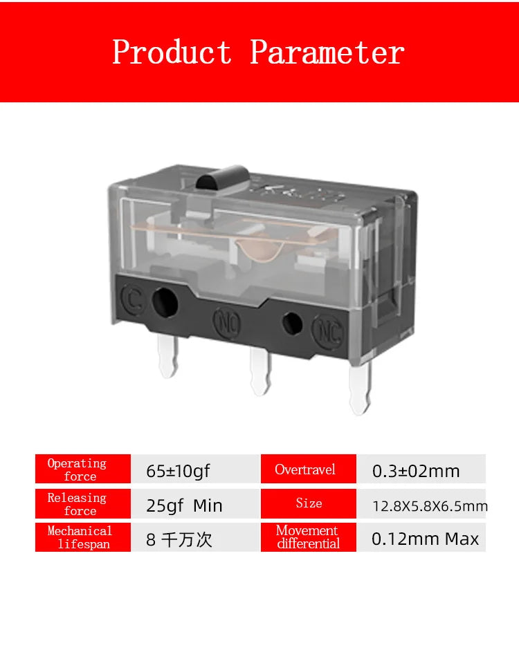 1Pcs Kailh GM2.0 GM4.0 GM8.0 mouse micro switch Gaming button switch can replace all kinds computer mice left right button