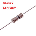 10 PCS In-Line Glass Tube One-Time Fuse 0.1A 0.2A 0.25A 0.315A 0.5A 250V Household Appliance Power Fuse with Pin Ceramic Fuse