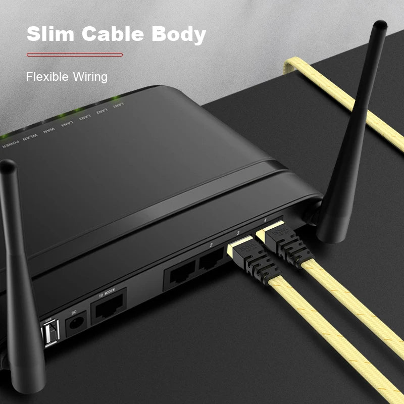 ROVLL CAT7 Ethernet Cable Flat Lan Cable STP Round RJ45 Network Cable Cat 7 Internet Cord 10Gbps Braided Patch Cord