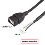 USB 2.0 to PH2.0/XH2.54/mx1.25 Data Cable, 4-Pin PH2.0 Pin to USB 2.0 Connection Cable, Small Motherboard USB Pin