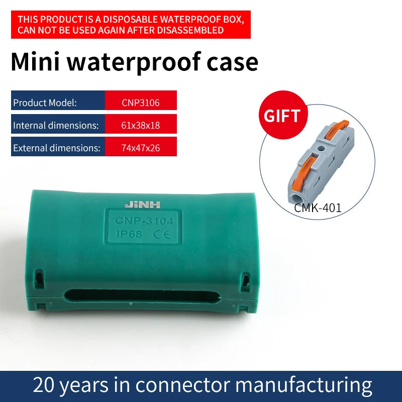 JINH IP68 Mini Gel Wire Connector Junction Box Waterproof 2 3 5 Ports Outdoor Easy Universal Wiring Rainproof Terminal Blocks