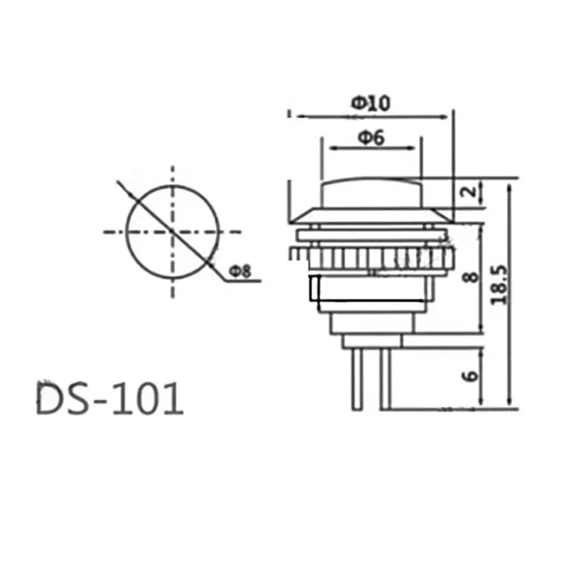 5/20/100PCS  8mm Push Button Switch DS-101 ON/OFF Mini Momentary Reset Micro Switch Normally Open 2Pin