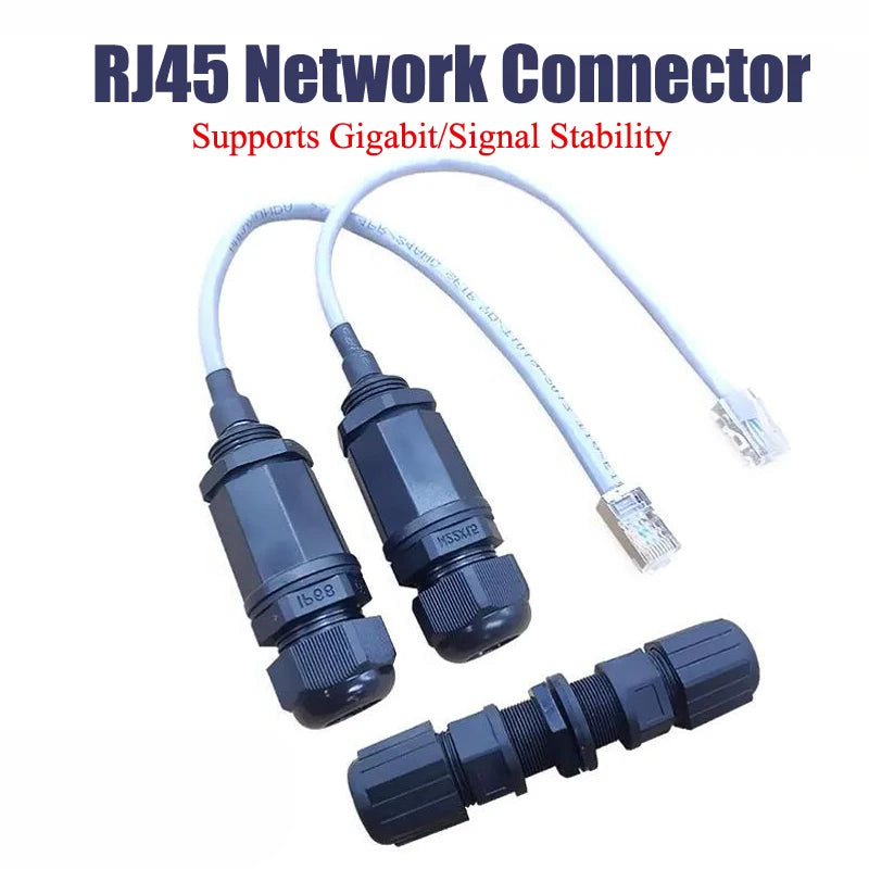 IP68 RJ45 Network Connector with LAN Wire M20 Waterproof Ethernet Retardant Terminal Connectors Quickly RJ45 Panel Plugs with DC