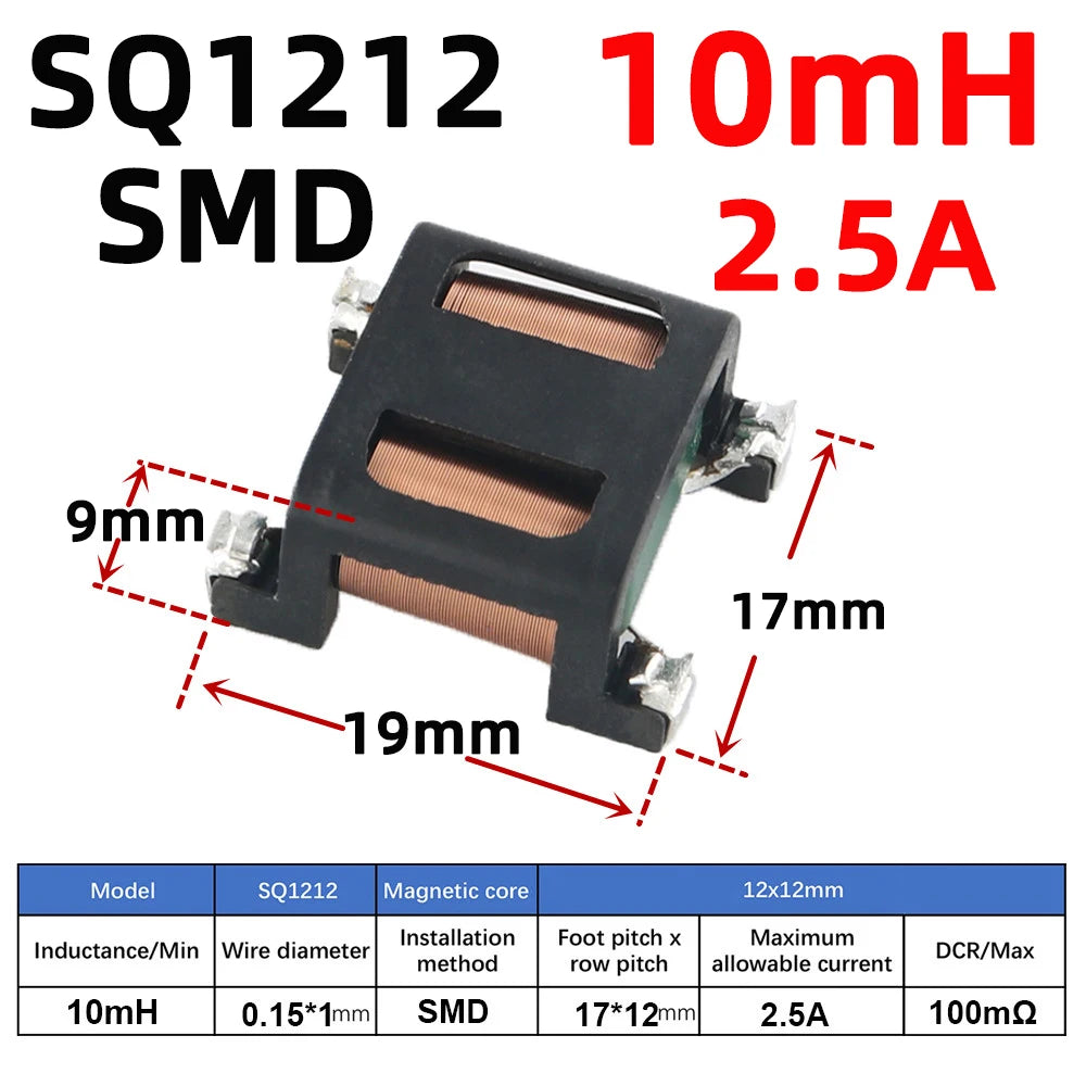 2pcs Flat Copper Wire EMI Filter Inductor Common Mode Square Ferrite Core Magnetic Coil 5mH 10mH 15mH 20mH 25mH 28mH SQ2418