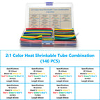 127-800 Pcs Boxed Heat Resistant Tubing Heat Shrinkable Tubing Heat Shrink Packaging Kit Electrical Connection Cable Protection