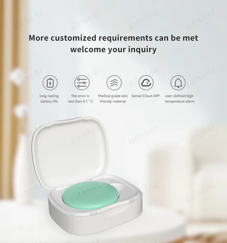 Wireless Bluetooth Digital Thermometer – Medical-Grade Accuracy, 24/7 Continuous Monitoring with App Alerts, Skin-Friendly Wearable Patch for Babies, Elderly & Postoperative Care