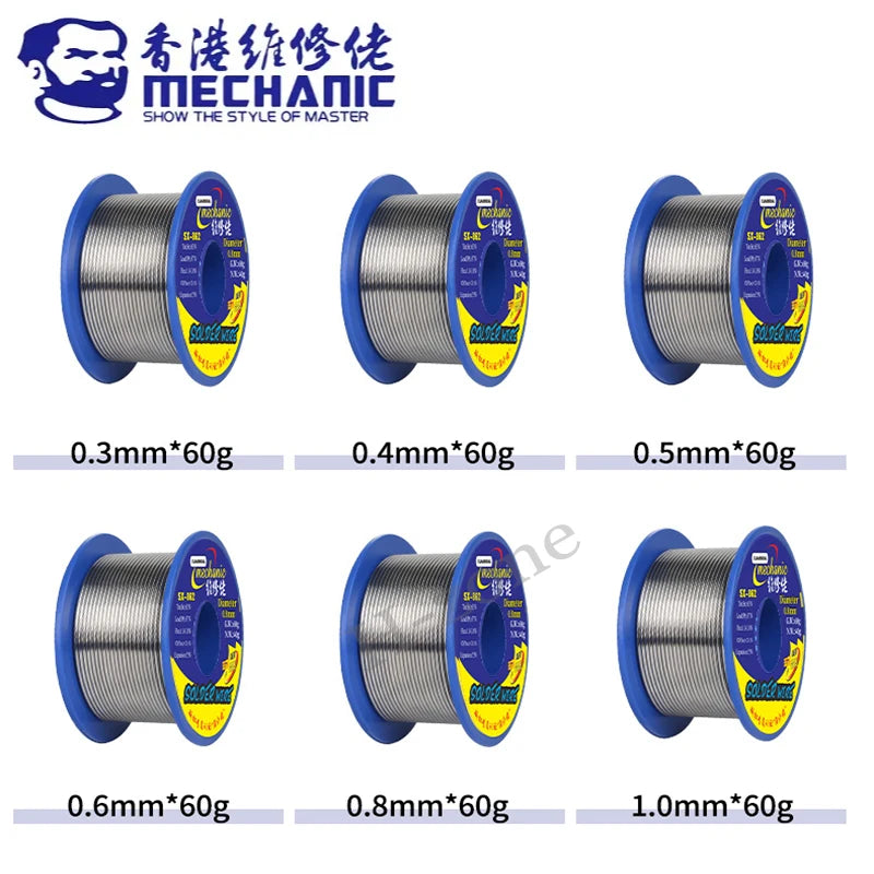MECHANIC SX-862 60g Double Hole Rosin Core Solder Wire 183℃ Melting Point Solder Flux 1-3% No-residue High Purity Welding Cable
