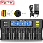 LiitoKala LiI-S12 Smart Charger 14 Slots - CE Certified Universal Charger for Li-ion/LiFePO4/Ni-MH/9V Batteries 18650, 26650, AA