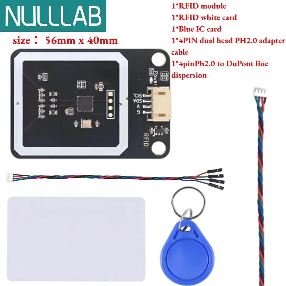 13.56MHz High‑Frequency RFID Module I2C Communication with 0X28 Address Compatible with ESP32 Microbit Arduino Raspberry Pi