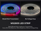 WS2805 Pixels LED Strip Light RGBCCT 5 in 1 Addressable LED Lights Dual Signal RGB WW CW 3000K-6500K DC12V 24V 1 IC to 3/6/7 LED