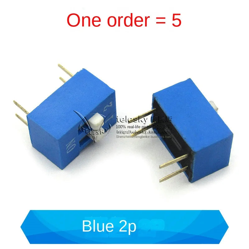 5PCS Dial Switches Toggle Side Dial Flat Dial Coding Patch 2P 4 5 6 8 9 10 Bit 2.54mm Red Blue Black