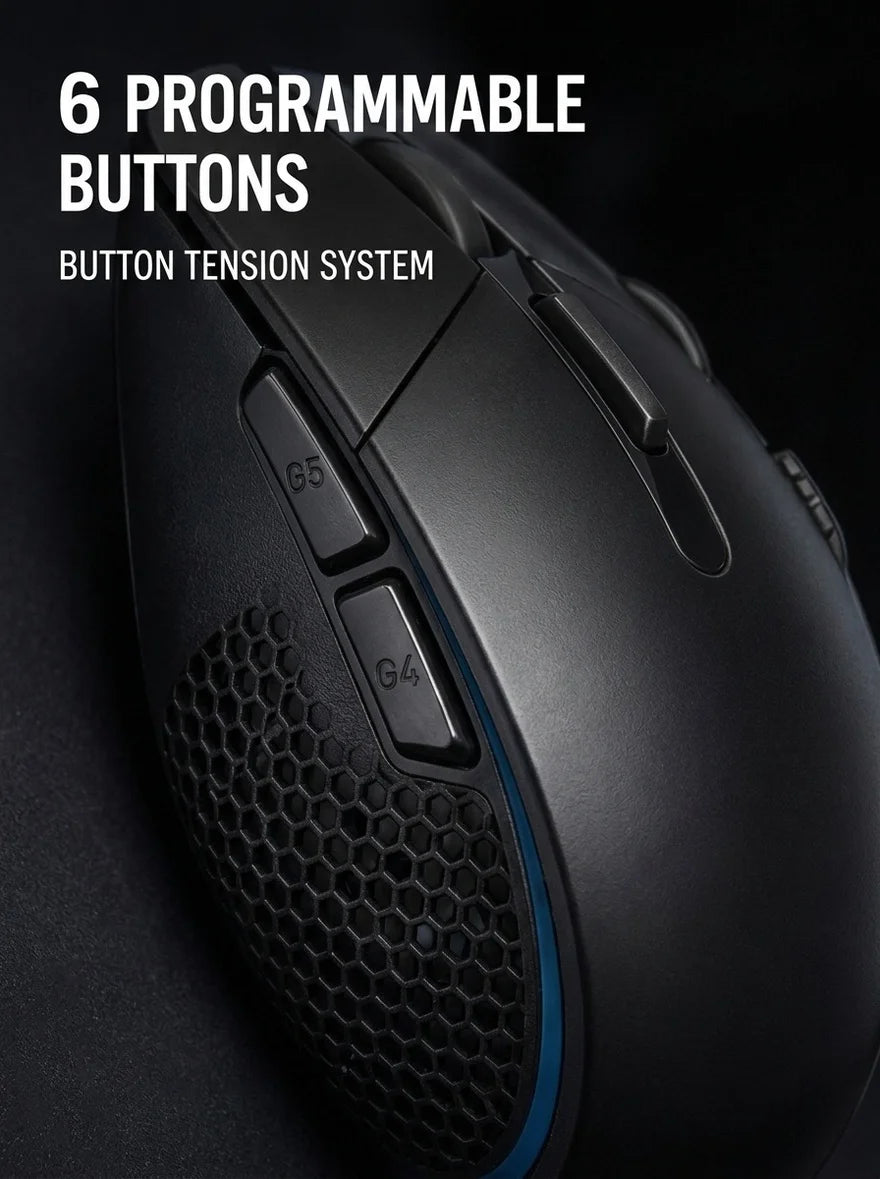 Logitech G302 Wired Ambidextrous Gaming Mouse 4000DPI On‑The‑Fly DPI Switch RGB Backlit 6 Assignable Buttons For Laptop Desktop