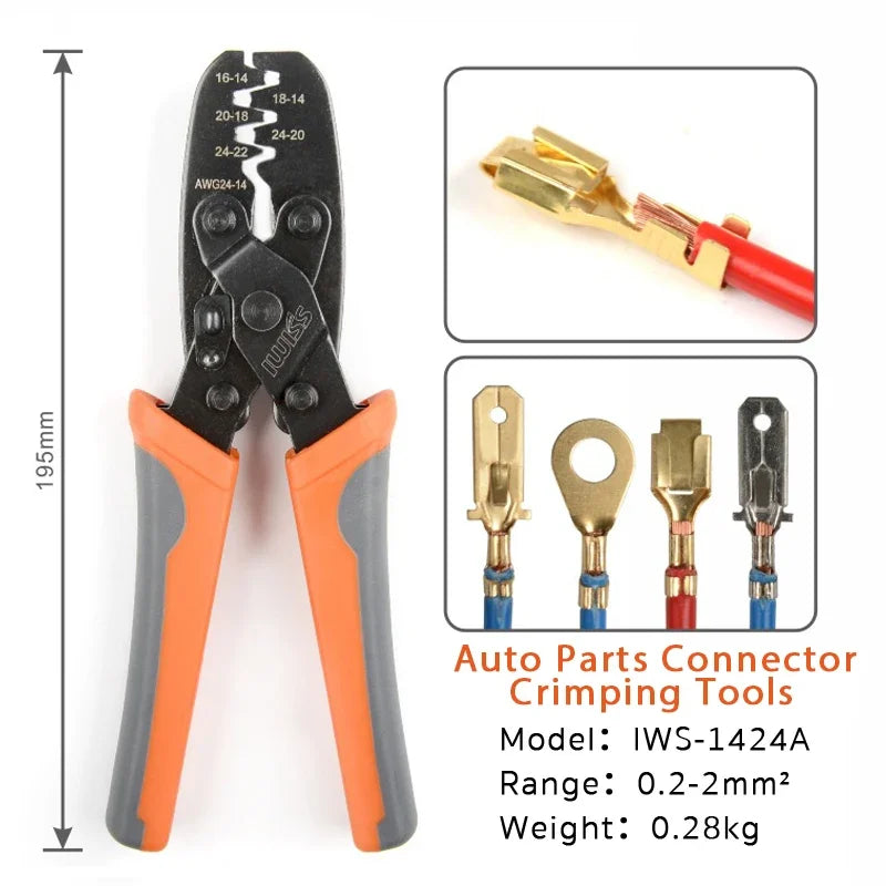 IWS-1424A /1424B Crimping Plier for Molex Style DELPHI AMP TYCO Terminals Crimper Automotive Terminal Crimp Wiring Harness Tool