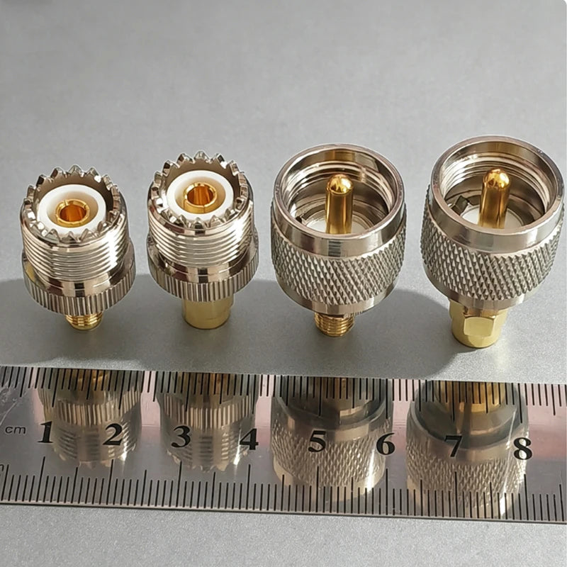 SMA to UHF PL259 SO239 RF Coaxial Adapter Converter Kit 50 Ohm Low Loss Connector for Amateur Radio WiFi/Antenna/Signal Booster