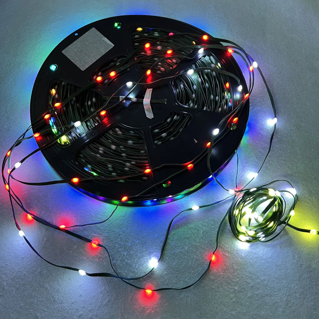 DC24V 1000ct SK6812/WS2811 LED Pebble String Light RGB Addressable Full Color Clear Wire IP65 3D 360 Degree Light-emitting
