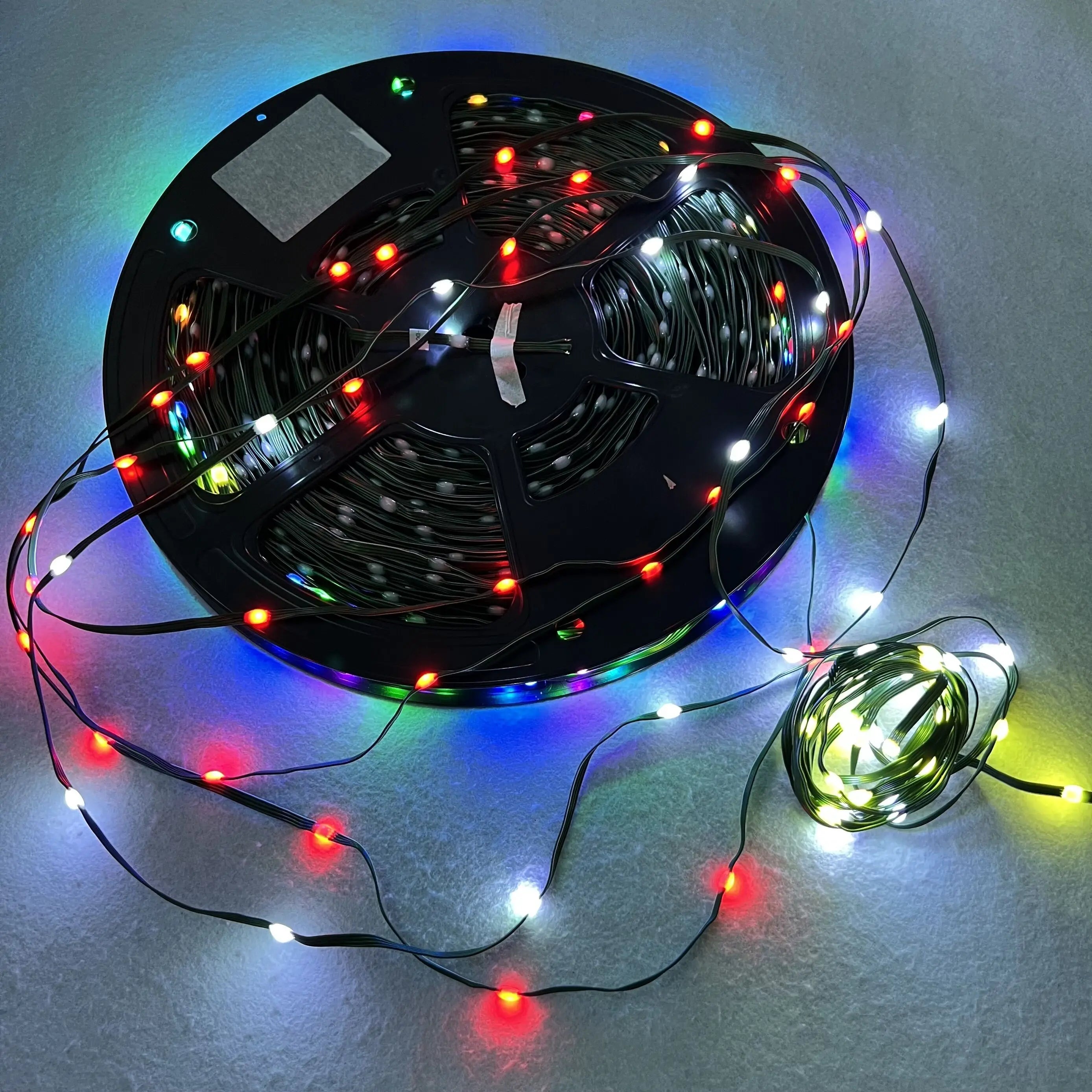 DC24V 1000ct SK6812/WS2811 LED Pebble String Light RGB Addressable Full Color Clear Wire IP65 3D 360 Degree Light-emitting