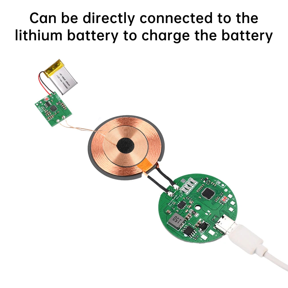 5W Wireless Charging Module PCBA Module Small Coil Lithium Battery Charging Built-in 3.7V Lithium Battery Modification Scheme