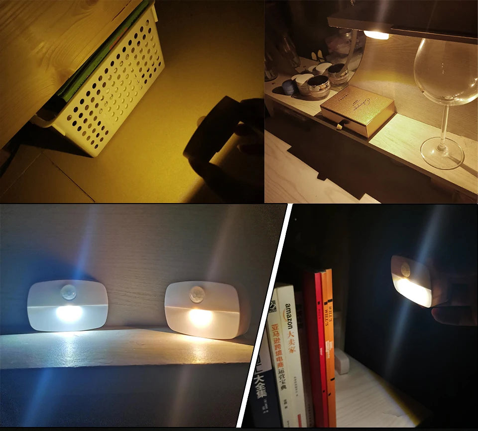 LED Night Light with Motion Sensor Cabinet Lamp Wireless Bedside Nightlight Battery Power For Bedroom Closet Stairs Lighting