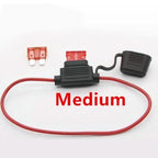 Waterproof 32V Mini Small Medium Auto Fuse Holder 18/16/14/12/10AWG and Car Blade Fuse 2A 3A 5A 7.5A 10A 15A 20A 25A 30A 35A 40A