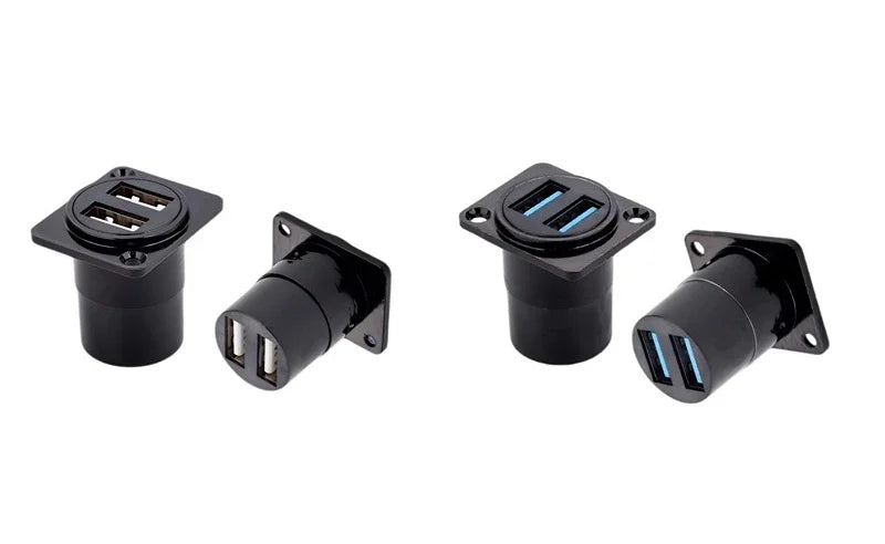 1pc Metal Round/D Type Module RJ45 CAT6&USB 2.0/3.0&Type C&HDMI-Jack Socket Through Network Panel Mounting Electronic Connector