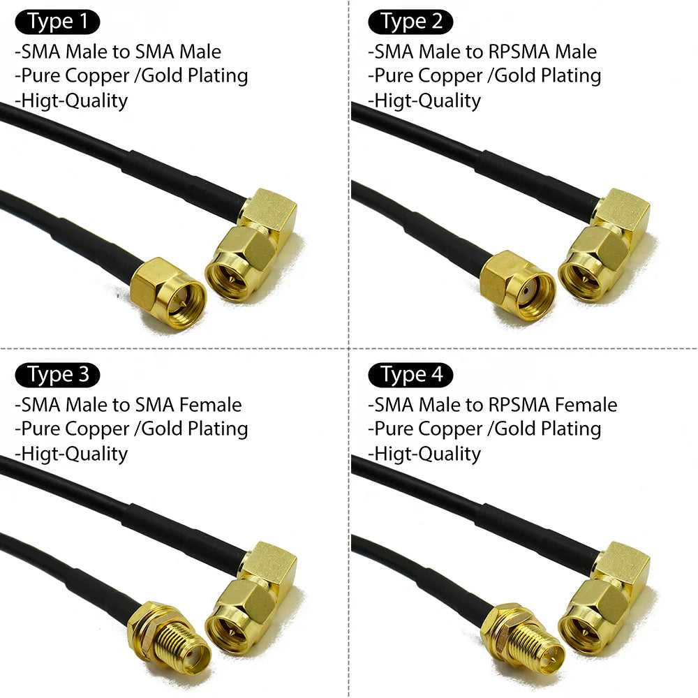RG174 SMA to SMA Male Female Straight Right Angle Antenna extension jumper RF Pigtail Adapter Cable For WIFI 3G 4G GSM Antenna