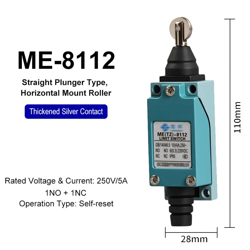 ME-8108 ME-8104 ME-8107 ME-8111 ME-8112 ME-8166-8169 Limit Switch Rotary Adjustable Roller Lever Arm Travel Switch AC250V NO NC