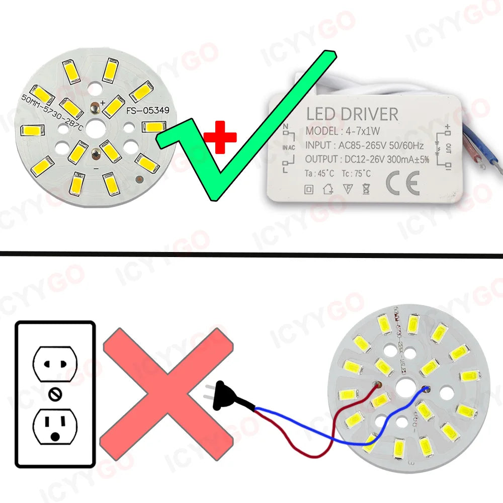 1PCS LED Light Source Round Light Panel 3W 5W 9W 15W 18W 24W 36W 50W SMD5730 DIY Light Bulb Modification Light Panel Accessories