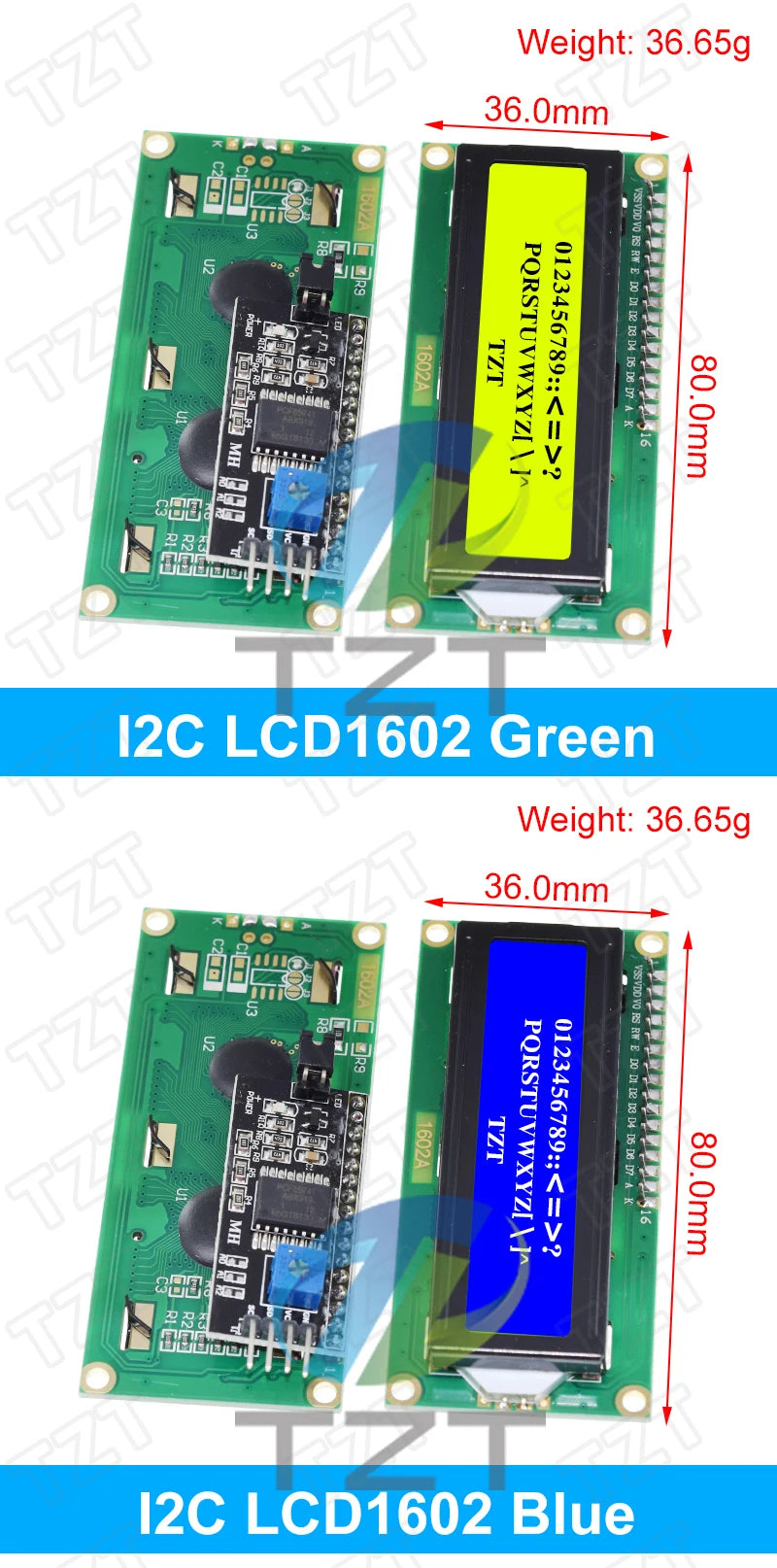 TZT LCD1602 LCD 1602 LCD2004 LCD 2004 LCD12864 LCD0802 Module Blue Green Screen 16x2 20X4 Character LCD Display Module HD44780