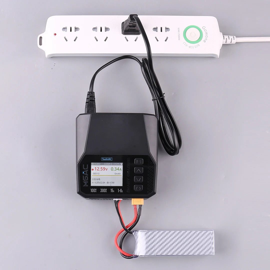 ToolkitRC M6AC 15A 300W Multifunctional LiPo Battery Charger Smart 1-6S Balance for RC Models - High Power RC Accessory
