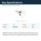 10PCS RE Precision Metal Film Non-Inductive Resistor 0.1% 25PPM 0.25W 0.5W 1W 2W Sampling Resistor
