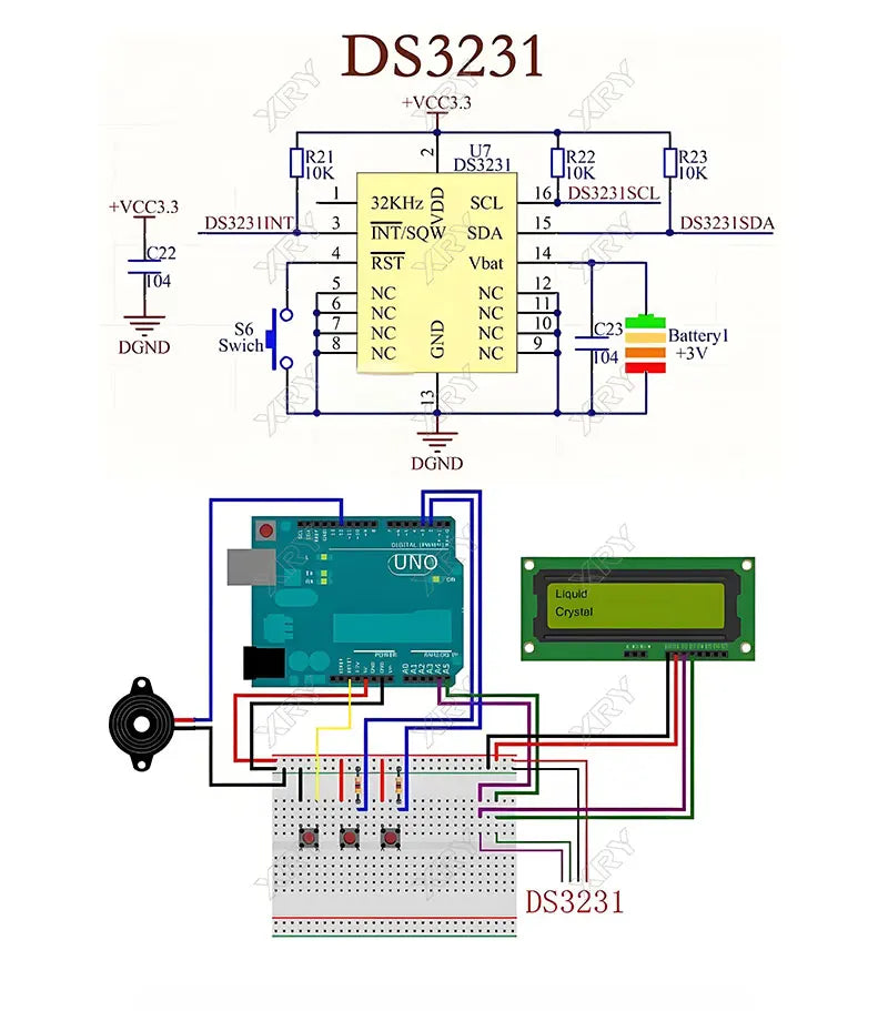 XRY 1PCS DS3231 AT24C32 IIC Module Precision Clock Module (without battery) DS3231 Memory Module