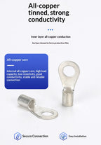 Circular Terminal Block OT1/1.5/2.5/4/6-4/5/6/8mm Cable Lug Spade Bare Copper Wire Connector Wires Non Insulated Crimp Terminal