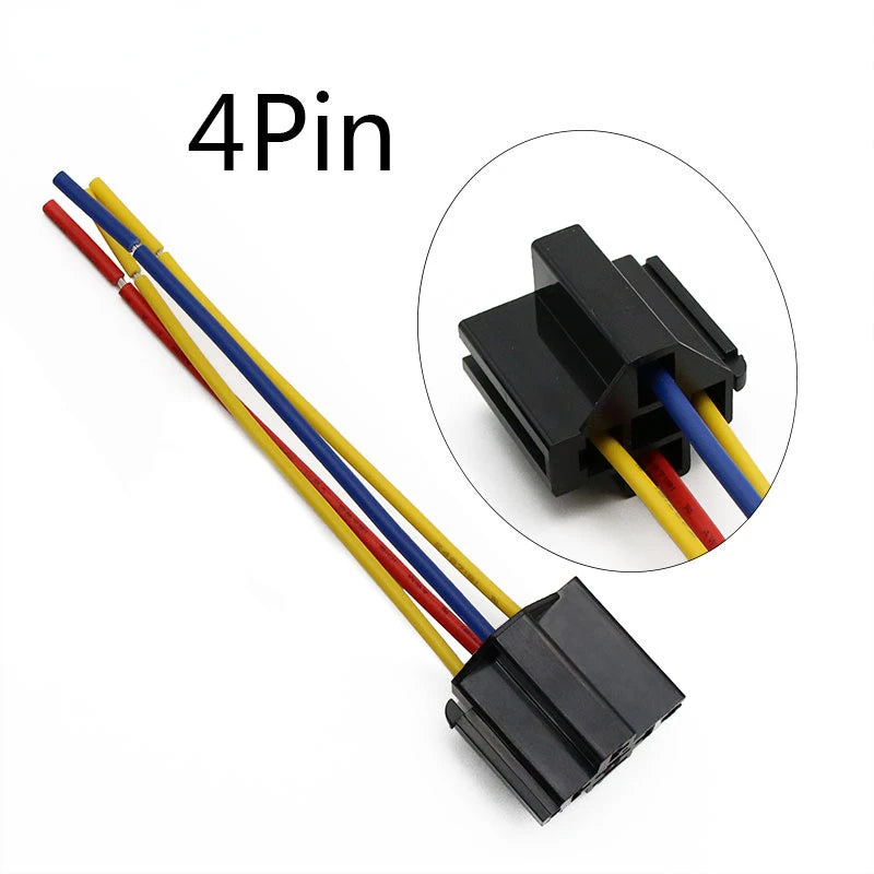 Waterproof Automotive Relay 12V 24V 4pin 5pin 4P 5P 40A Car Relay With Black Red Copper Terminal Auto Relay With Relay Socket