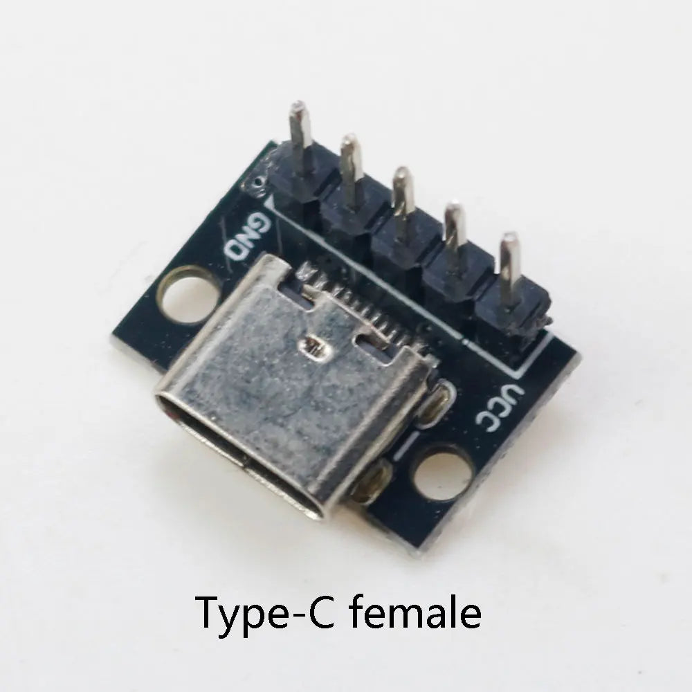 2pcs Micro Mini USB Type C USB 2.0 3.0 Male Female PCB Connector 90 Degree with Pin Header Data Charging Cable Jack Test Board