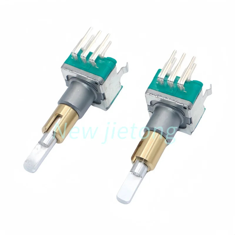2PCS EC11 Encoder EC11EBB24C03 Dual-Shaft Axis with Push Button Switch EC110701N2B 30 Position 15 Pulse 8Pins 25MM Half Shaft
