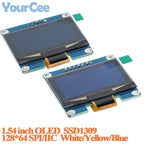 1.54" OLED Module 1.54 inch LCD Screen Display SSD1309 Drive 4PIN/7PIN 128*64 128x64 SPI/IIC I2C Full Perspective 3.3V-5V