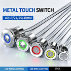 Metal touch sensor switch Stainless steel button jog delay self-locking IP68 waterproof 16/19/22/30mm