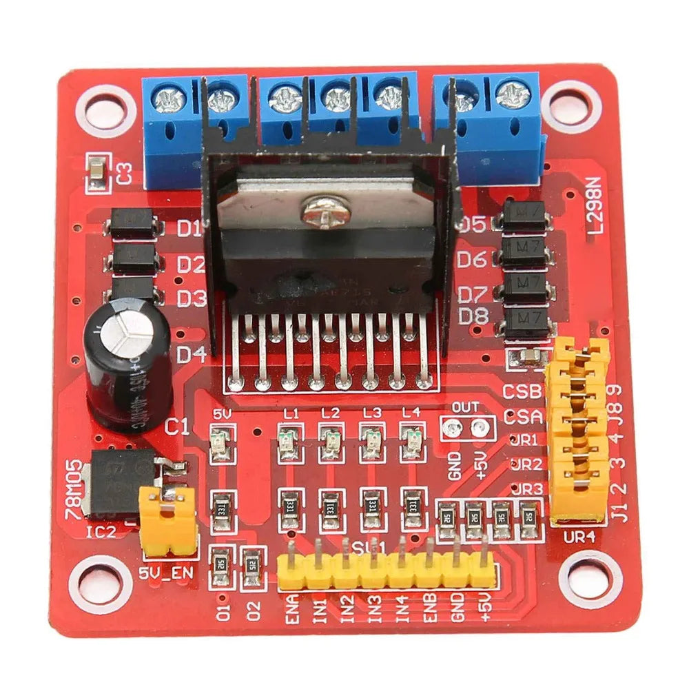 L298N Stepper Motor Driver Module Dual H Bridge 5V-35V DC Motor Controller Board Red Multifunctional DC Stepper Motor Driver