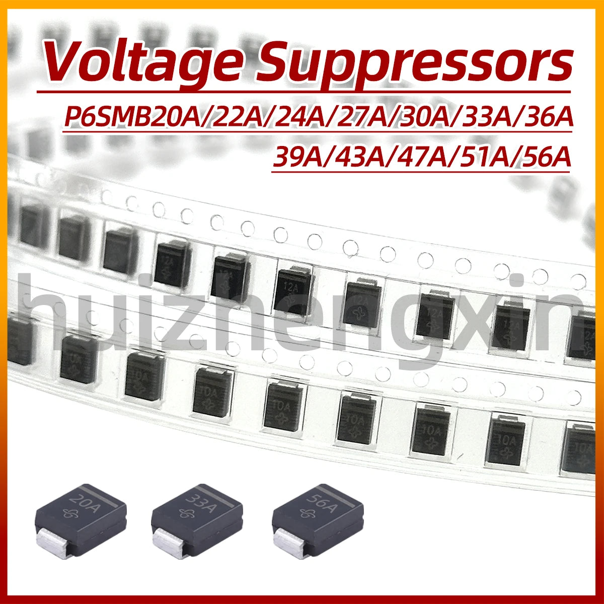 20PCS P6SMB20A/22A/24A/27A/30A/33A/36A/39A/43A/47A/51A/56A TVS/ESD SMB/DO-214AA Transient Voltage Suppressors