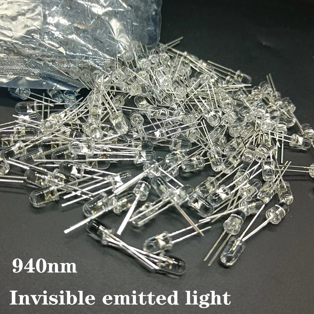 100pcs 5mm IR LED 850nm Clear Lens Infrared Diode 20mA Transparent 5 mm Through Hole Light Emitting Diode 850 Nm LED Lamp