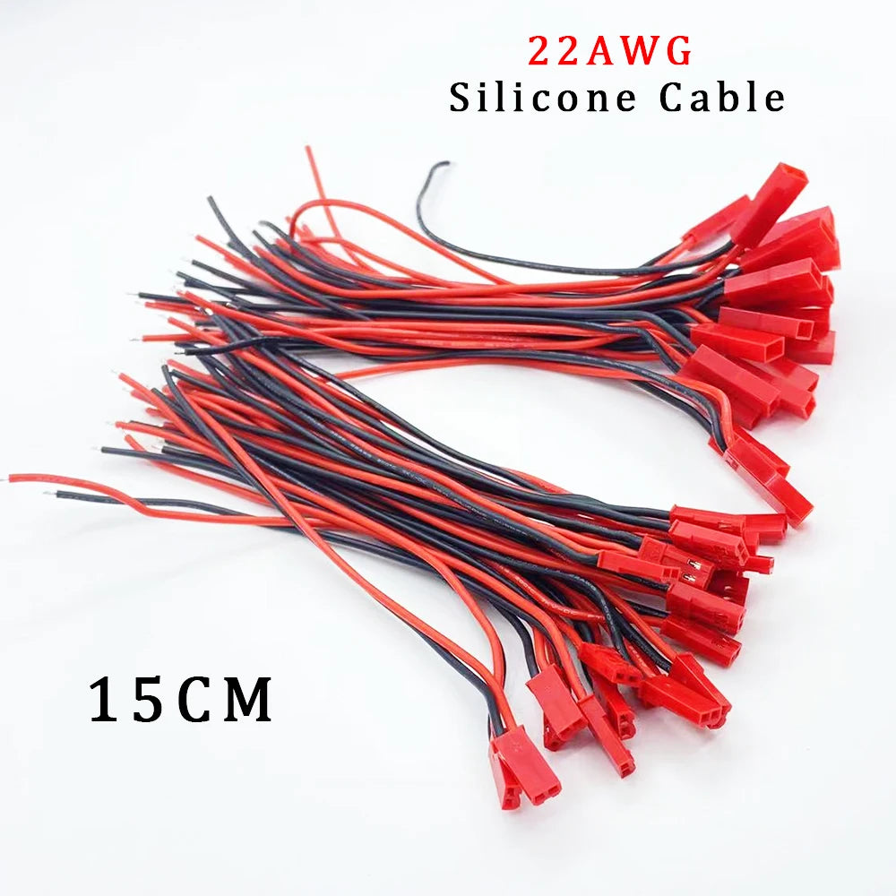 10Pair 22AWG JST 2Pin Connector Cable Pitch 2.54mm JST Male Female Jack Soft Silicone DIY RC Battery Wire Connectors 10/15/20CM